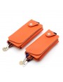 Orange Small leather shoulder bag 2 sizes Front