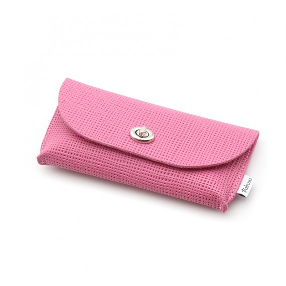 Pink Fancy waffle leather pouch