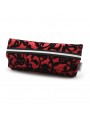 Etui en jacquard flocké rouge