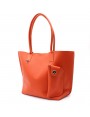 Love Birds - Large tote bags in leather with a front case Orange