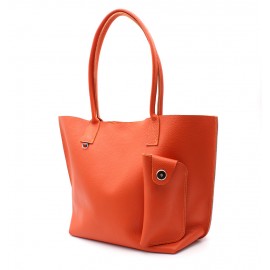 Love Birds - Large tote bags in leather with a front case Orange