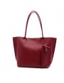 Love Birds - Large tote bags in leather with a front case Cherry