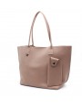 Love Birds - Large tote bags in leather with a front case Beige